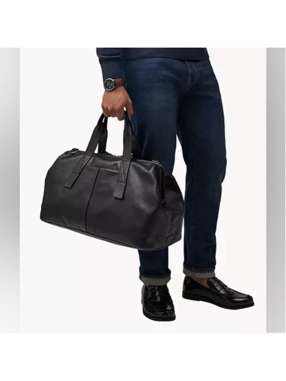 2×HP. Fossil Brand Leather Duffle Bag